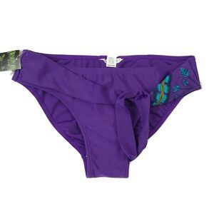 Aguaclara Bikini Bottom Large Purple Embroidered